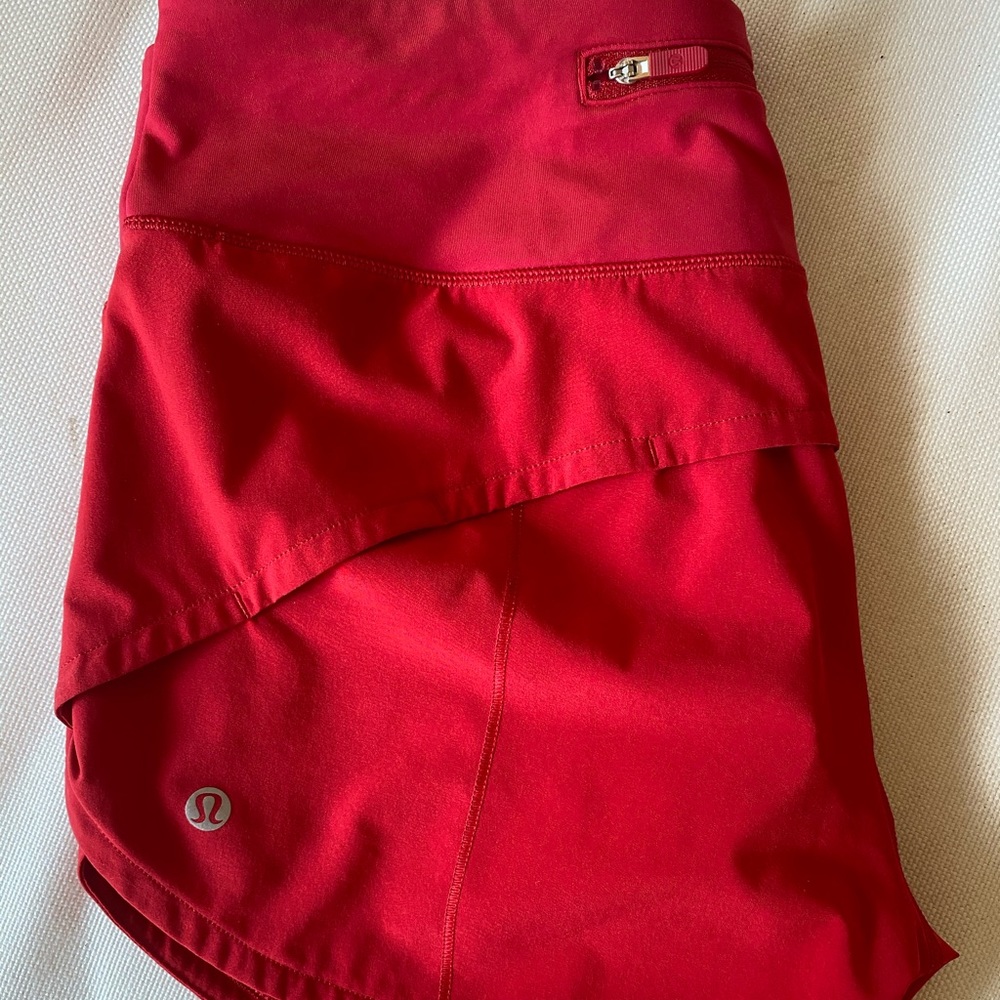 lululemon speed up shorts ‘long’ size 6 red